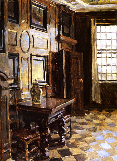 An Interior with a Window. A study to Peter the Great. 1983. Oil, cdb 50x35. Sergei Kirillov