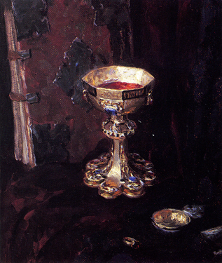 A Chalice-Shaped Cup with Wine. 1991. Oil, cvs 40x35. Sergei Kirillov