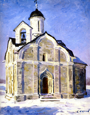 Church of Saint Triphon in Naprudnaya Sloboda, Moscow, in the Sixteenth Century. 1986. Oil, cvs 50x40. Sergei Kirillov